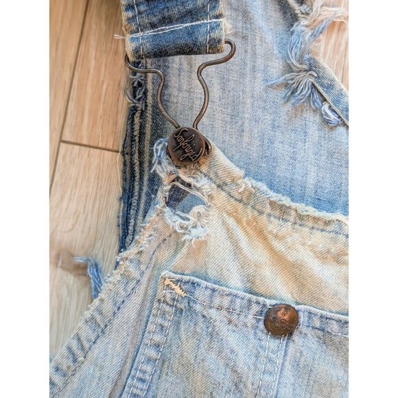 Sanforized Denim Overalls VTG 50s Repaired Distressed Thrashed Faded 35" Waist - Picture 7 of 16